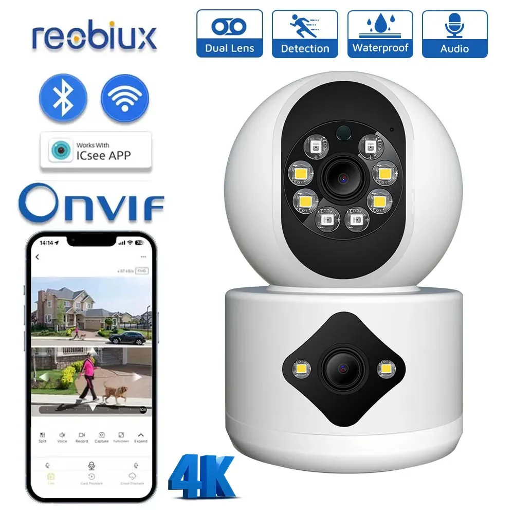 4Mp Dual Lens Wifi Camera Dual Screen Baby Monitor Auto Tracking Ai Rilevamento Umano Indoor Home Secuiryt Cctv Videosorveglianza