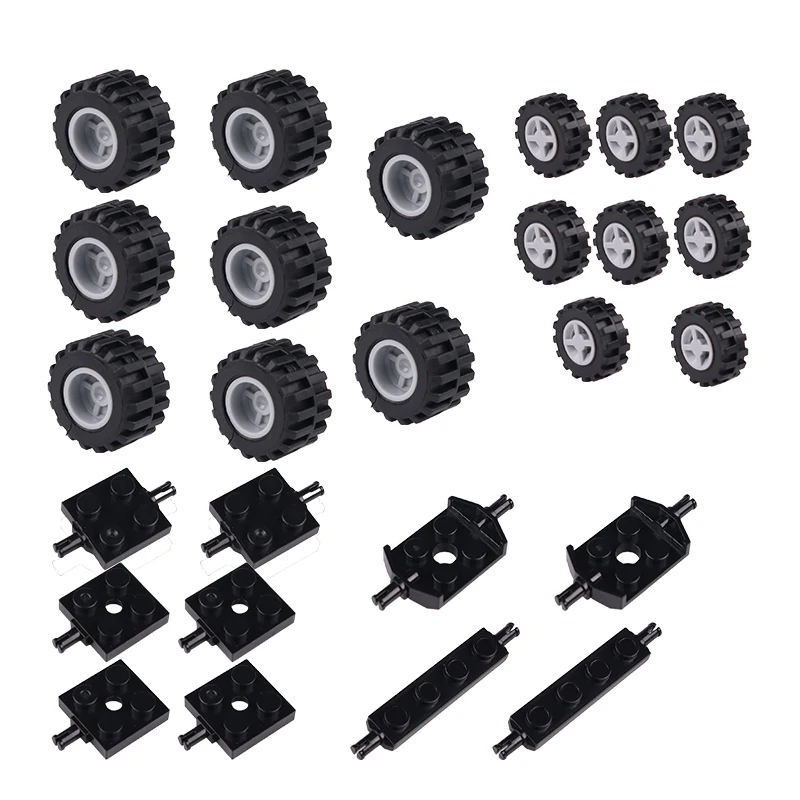 building block rubber tire MOC parts car tyre axle bearings propeller Wheel suspension assemble toy 3