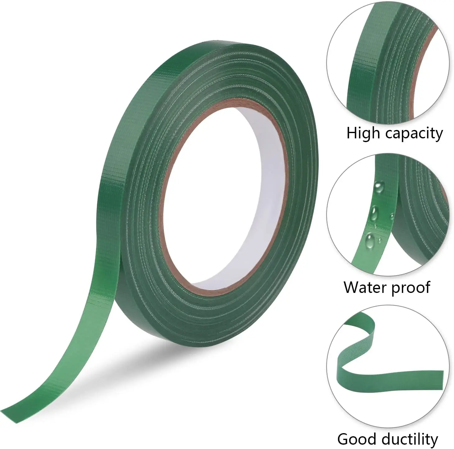 4 rotoli di nastro per fioristi, colore verde scuro, larghezza 12