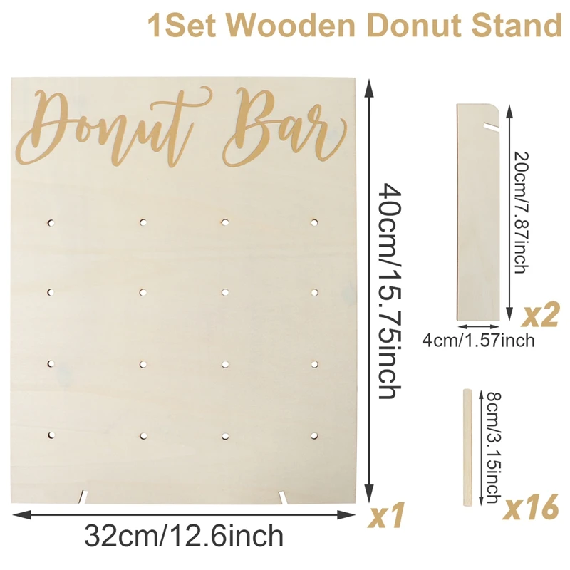 Rustic Wooden Donut Display Stand for Events and Celebrations