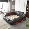 Multifunctional King Bed Frame, Modern Luxury Smart Bed with Massage Recliner on Right/Music Speaker/USB Port/Storage Drawers 3
