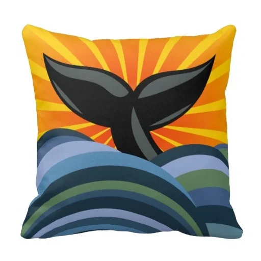 

Whale Tail Ocean Waves Sunburst Printing Throw Pillow Cases