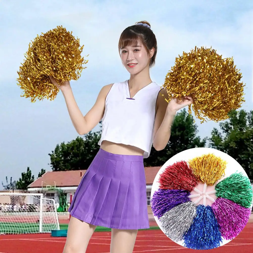 Non-slip Handle Pom Poms Cheerleader Pompoms Set for Sports Events Dancing Non-slip Handle Hand Flowers Pom for Cheerleading