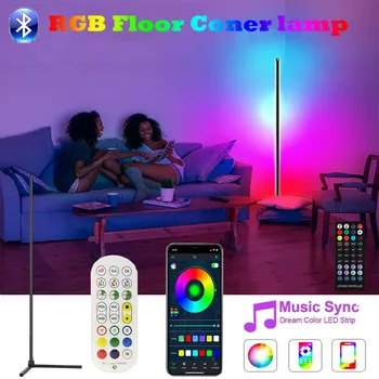 120cm 48 인치 거실 코너 플로어 램프 스마트 앱 스탠딩 침실 램프 디밍 가능 LED RGB 무드 라이트, 홈 데코 인테리어 40cm 상품 이미지