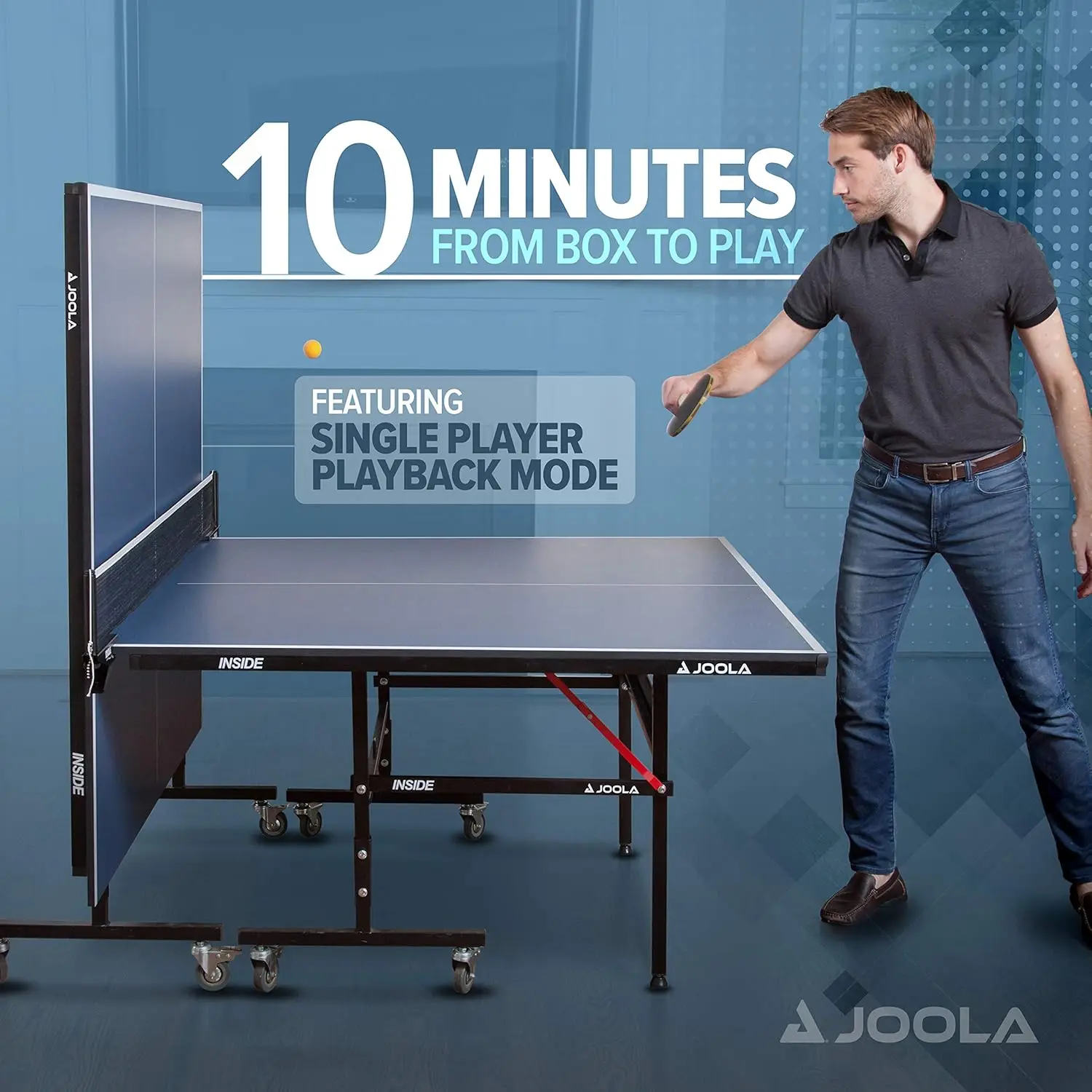 Inside-Professional MDF Indoor Table Tennis Table with Quick Clamp Ping Pong Net and Post Set-10 Minute Easy Assembly