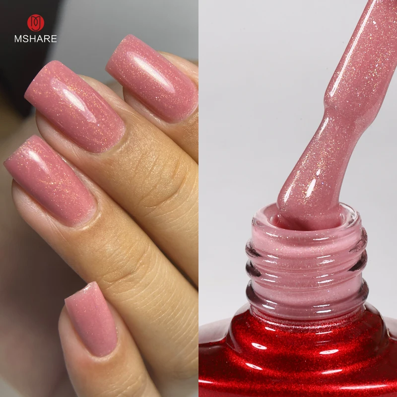 Milky Pink Glitter Camouflage Gel Nail Polish - 10ml UV LED Soak Off