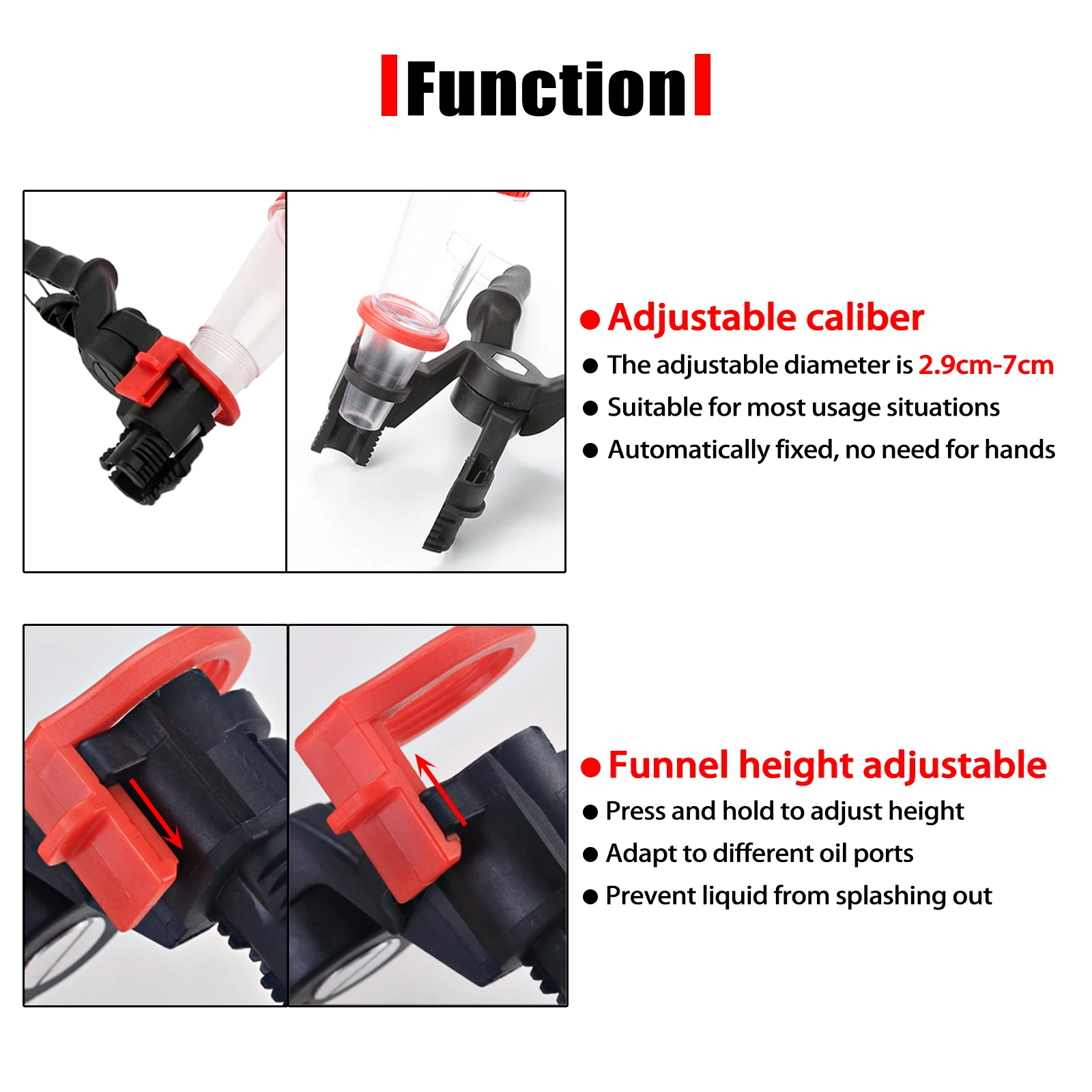 Auto Universal Filling Funnel Adjustable Wth Filter Self Fixing Free Hands Refueling Durable PE Material Diesel Petrol Gasoline