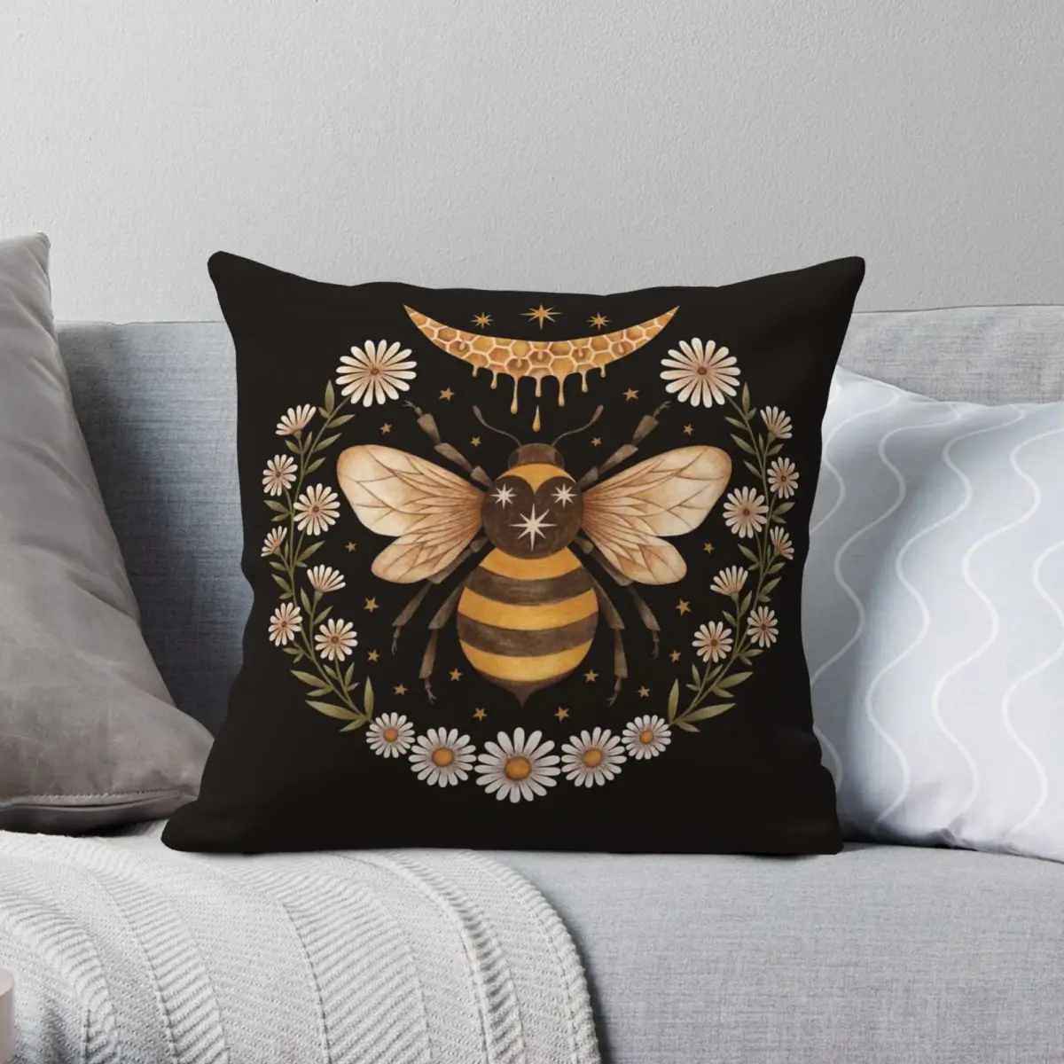 Bee Collection Honey Moon Ritual Square Federa Poliestere Lino Velluto Creative Zip Decor Federa Per Cuscino Federa Per Auto