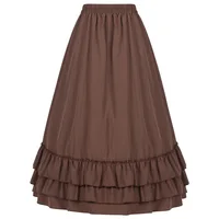 Brown Ruffled High Waisted Long Victorian Skirt Steampunk Skirts Womens Party Wear Gothic Vintage Clothes Medieval Costume Sexy - Image 2