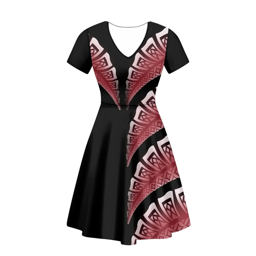 

Summer Short Sleeve Casual Dress 2023 For Women Polynesian Tribal Clothing Hawaii Samoa Tonga Tapa Flower Print Islander Ladies