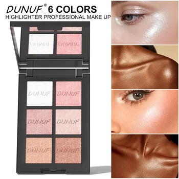 6 color Highlighter Palette Highly Pigmented Long Lasting Waterproof Natural Contour Powder Matte Pearl Body Face Highlighting