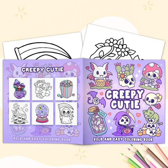 CREEPY CUTIE Bold-easy Patterns Coloring Book for Adults Cute Drawing Book Halloween Perfect Gift for Party and Birthday ﻿ 5