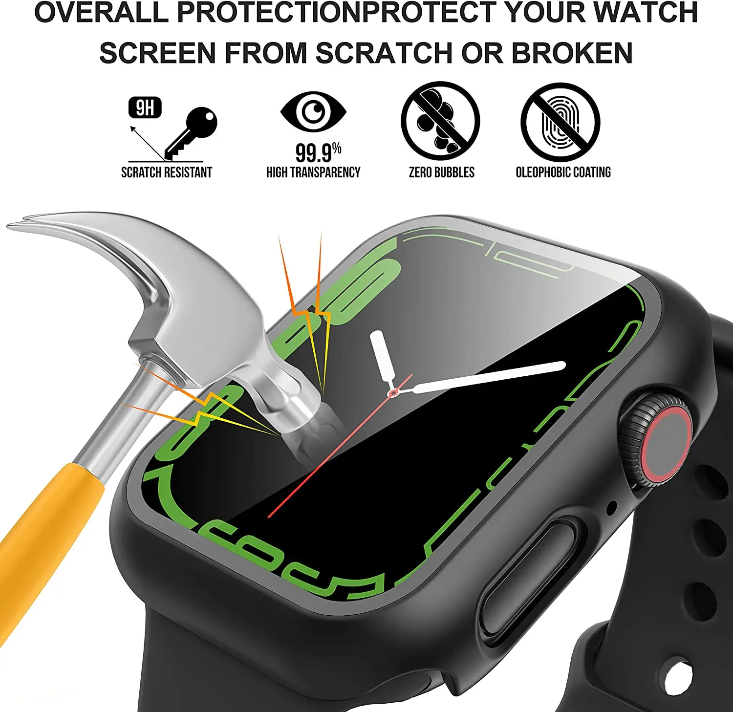 Premium Tempered Glass Case & Screen Protector for Apple Watch - Full Protection Accessories