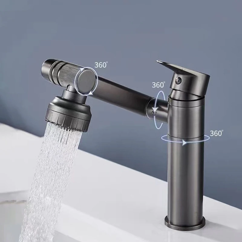 Description Picture 2 of itemBasin Faucet Mechanical Arm Design Sink Tap 1080° Rotation Deck Mount Single Handle Cold Hot Water Mixer Bathroom Crane