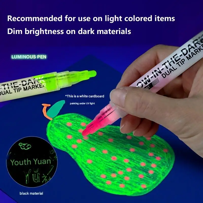 H&B Fluorescent Luminous Highlighters 2-in-1 Reversible Dual-tip Neon Markers, Quality Non-toxic Waterproof Colorfast Stationery