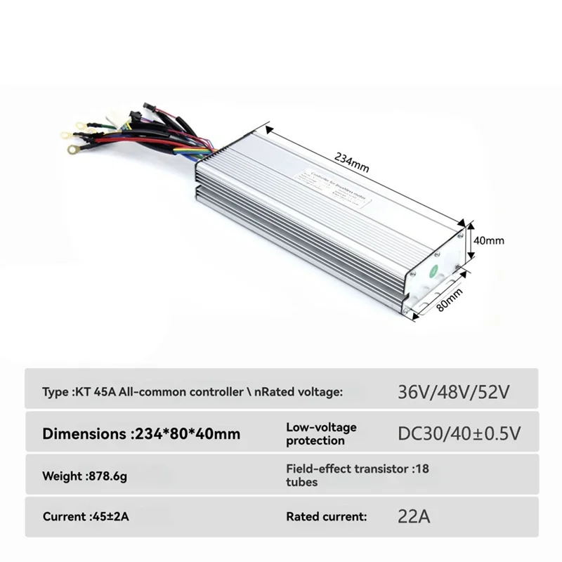 ABKV-전기 자전거 컨트롤러 45A 48V/52V KT LCD 디스플레이용 Ebike 모터 변환용 18 튜브 컨트롤러