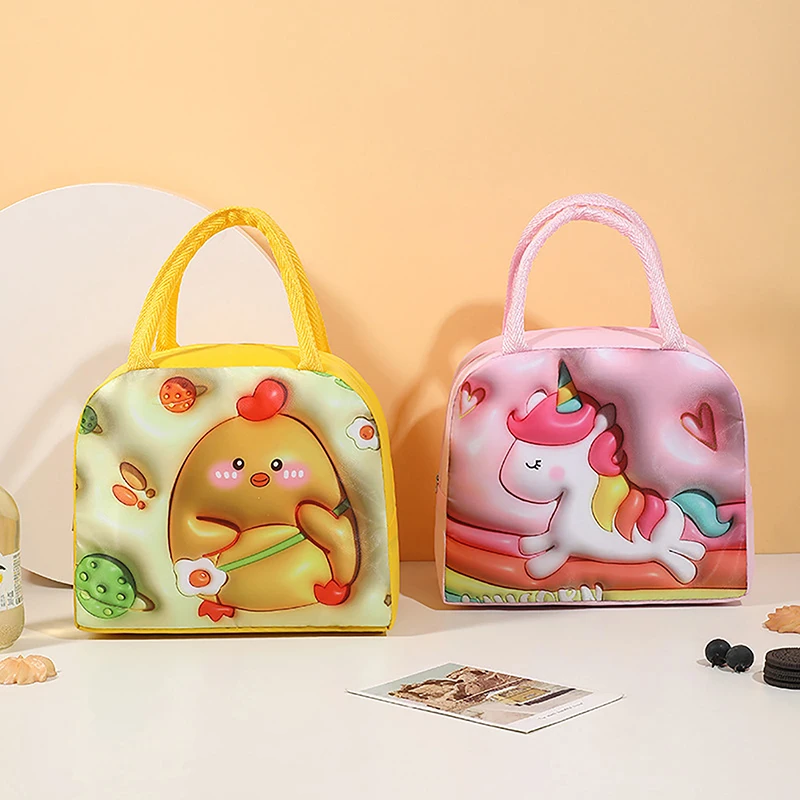 3D Cartoon Portable Insulated Thermal Lunch Bag for Women Kids Picnic