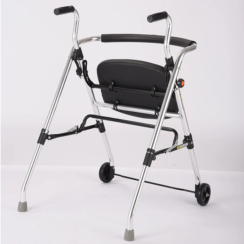 Deambulatore Rollator In Alluminio Pieghevole E Supporto Posteriore Rimovibile, Sedile Imbottito