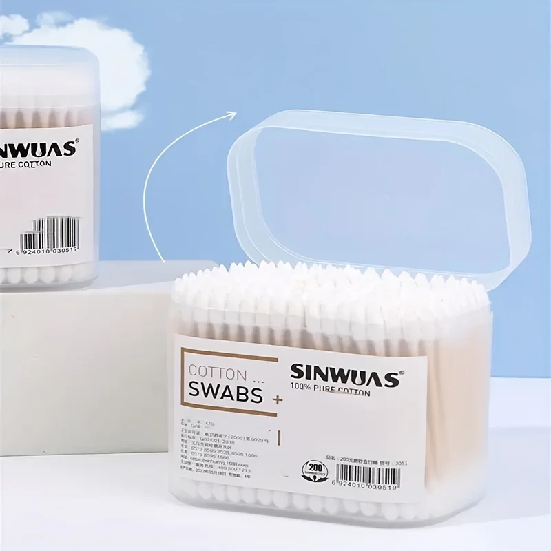 200PCS boxed double-headed cotton swabs, disposable cotton pads, ear swabs, tampons 2