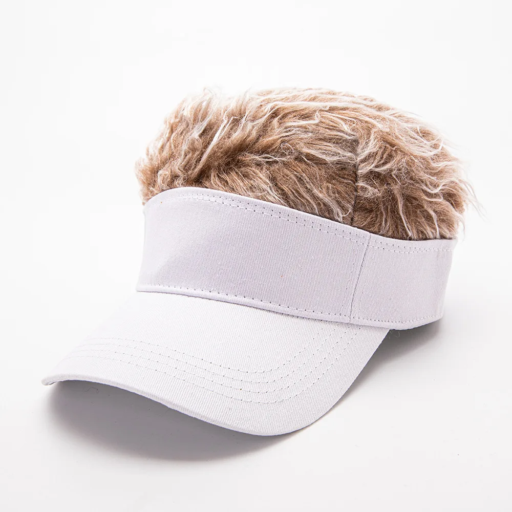 Golf Baseball Cap with Fake Flair Hair Cap Sun Visor Fun Toupee Hats Mens Womens Spiked Hairs Wig Hat