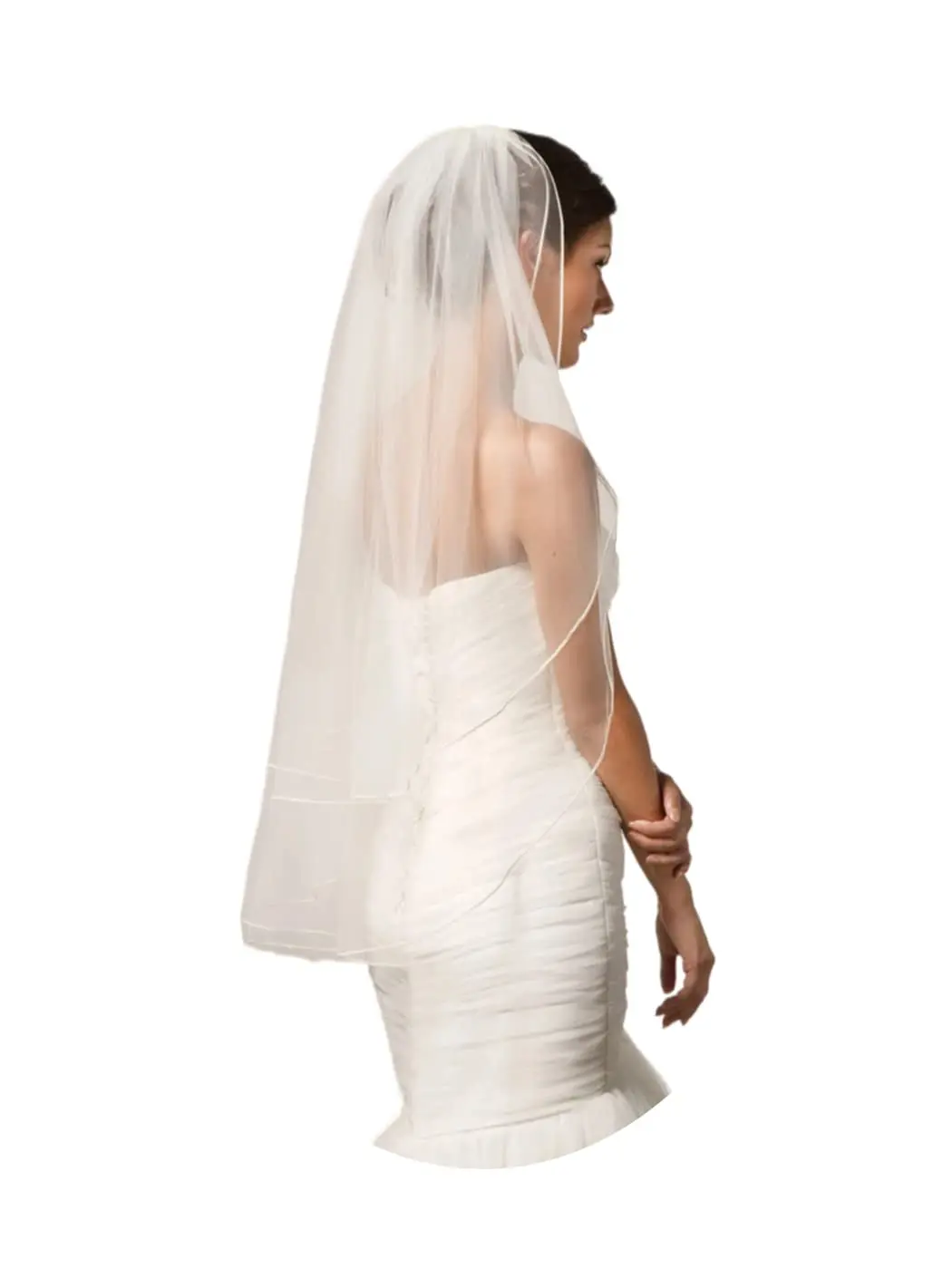 

Wedding Veils Waist Veil Short Bridal 2 Tier Veils Pencil Edge with Comb for Brides 2025