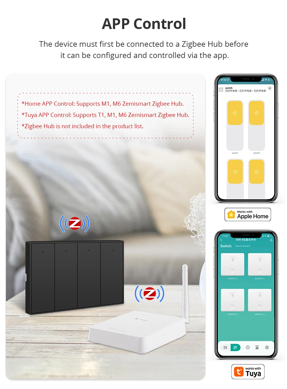 US AU Zigbee Wall Light Switch No Neutral With Neutral Works with Tuya Smartthin