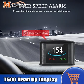 T600 HUD Display Head-Up per Auto, Misuratore Digitale Intelligente con GPS, Velocità, Giri/min, Temperatura Acqua, Consumo Carburante, Sistema Smart per Tutte le Auto