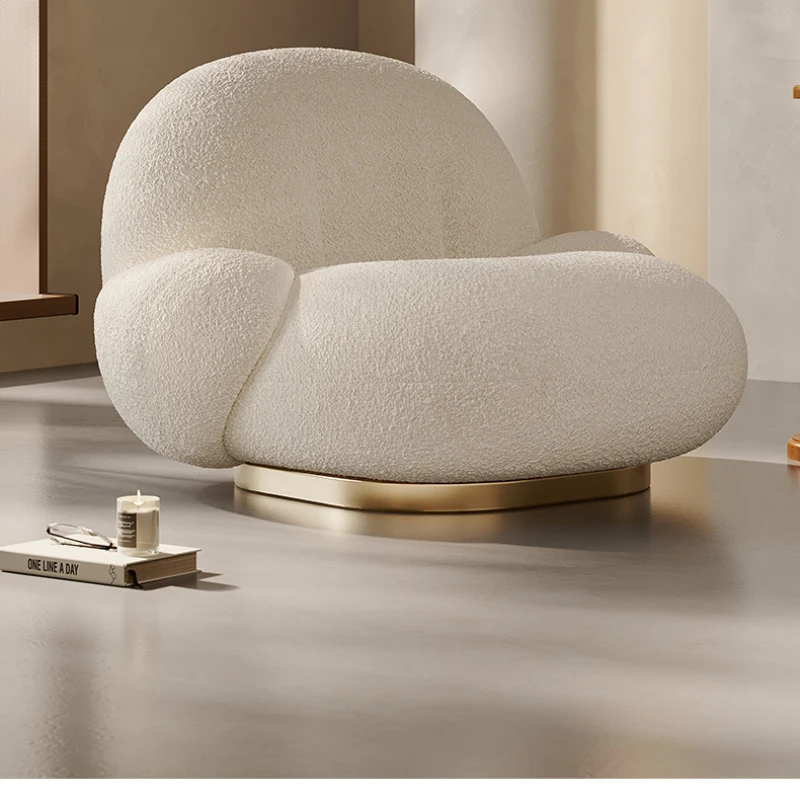 

Lazy Sofa Single Swivel Chair Pear Chair White Fat Lambswool