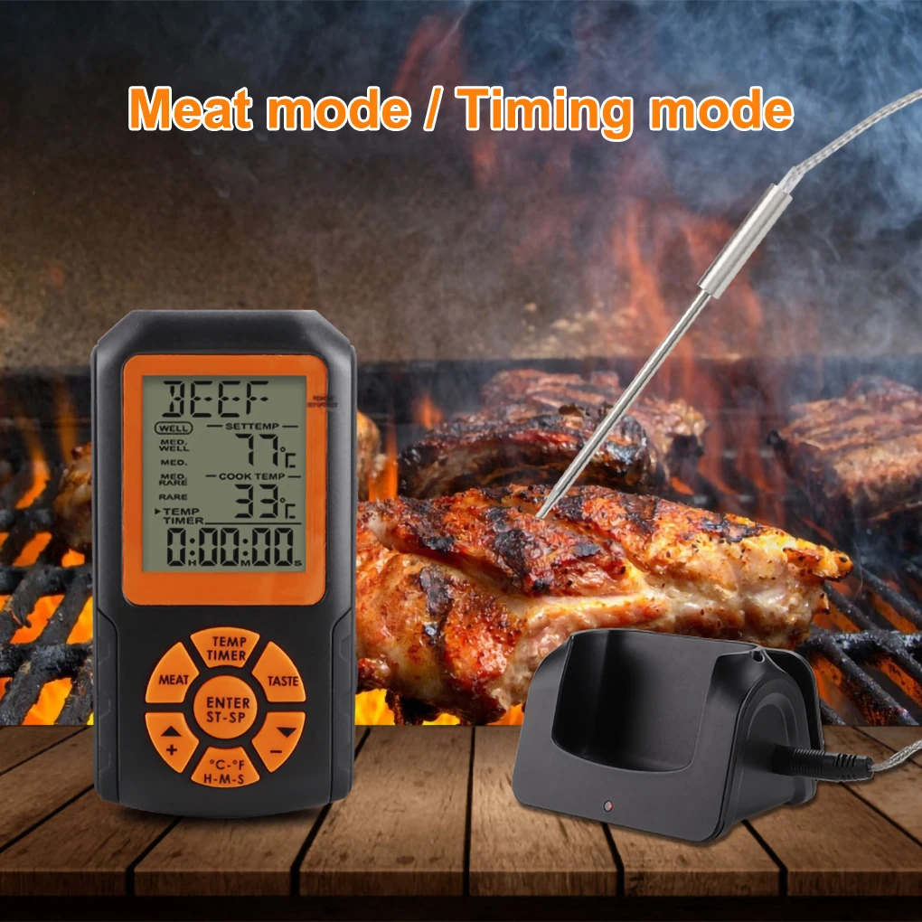 

Wireless Steak Thermometer Waterproof Probe Barbeque Temperature Meter