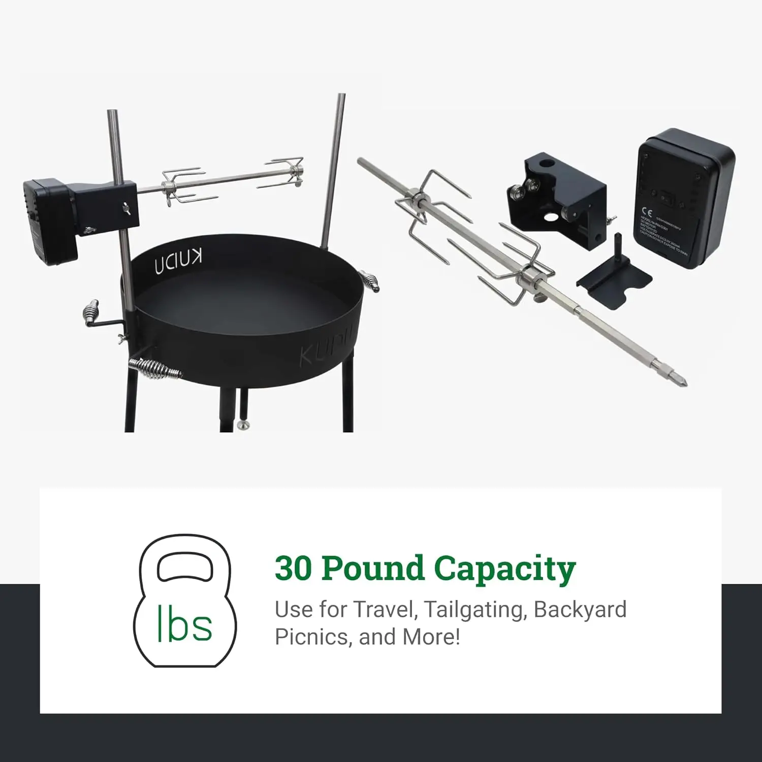 Steel Battery Powered Square Spit for Charcoal Grill 5/16 Inch Square Drive Spit 6