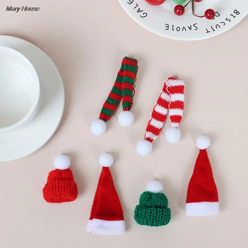 Doll Clothes Set 2Pcs Xmas Mini Scarf Hat Decor Doll Clothes Accessory Christmas Party Ornament