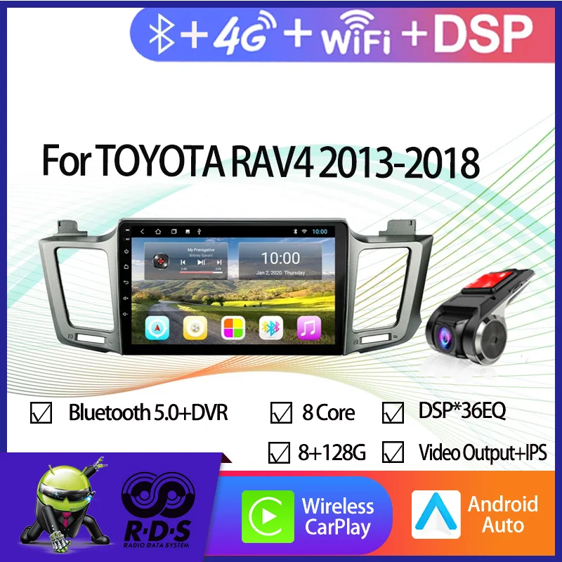 

Android 11 Car GPS Navigation For TOYOTA RAV4 2013-2018 Radio Stereo With Wifi Mirror Link Backup Camera Support USB DVR