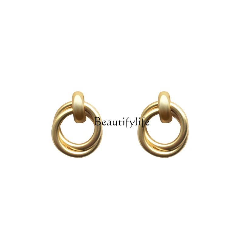 

Exaggerated Metal Texture Elegant Circle Stud Earrings