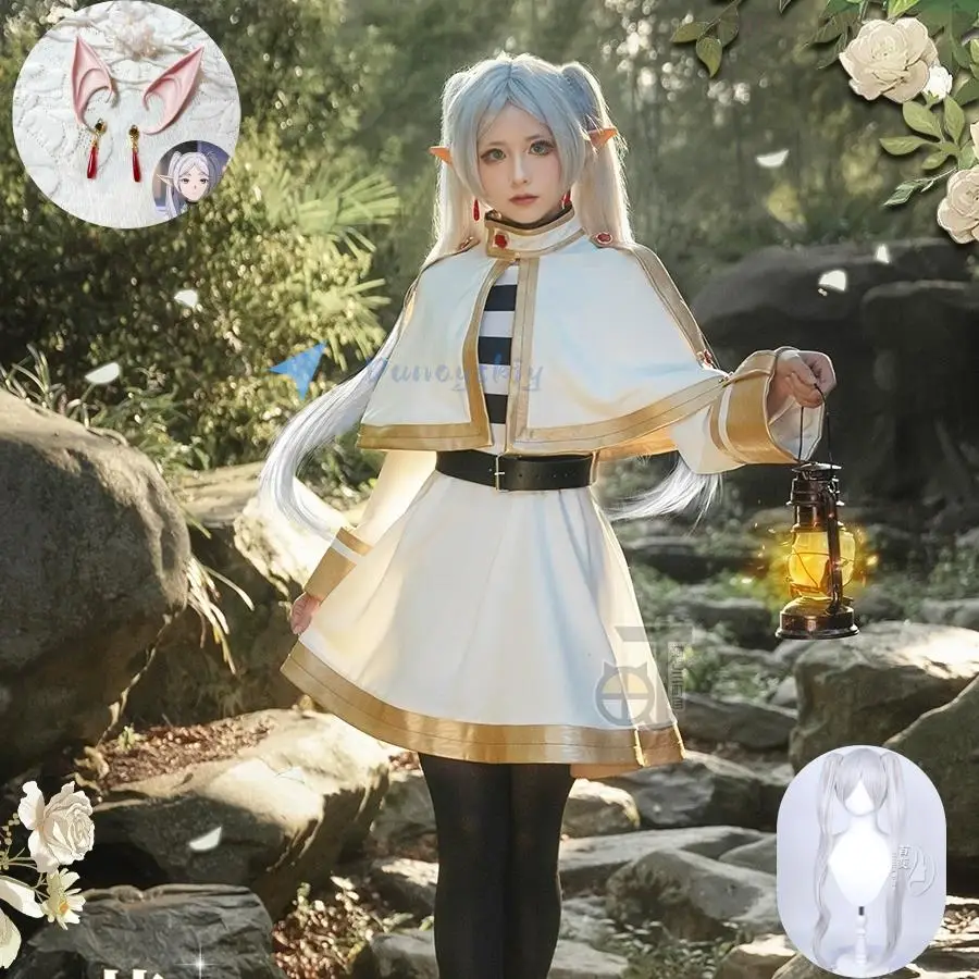 

Anime Frieren Beyond Journey's End Frieren Cosplay Costume Wig Dress Ears Earrings Mage Uniform Halloween Party Costume Women