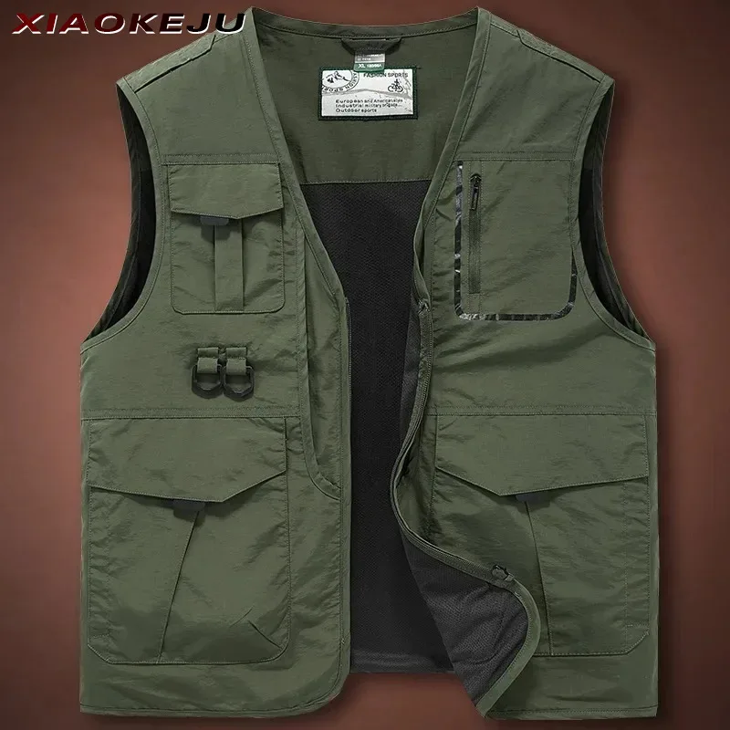 MAN Sleeveless Jacket Waterproof Golf Plus Size Outerwear Work Techwear Padding Vest Windbreaker Fishing Clothing Men Coats Male
