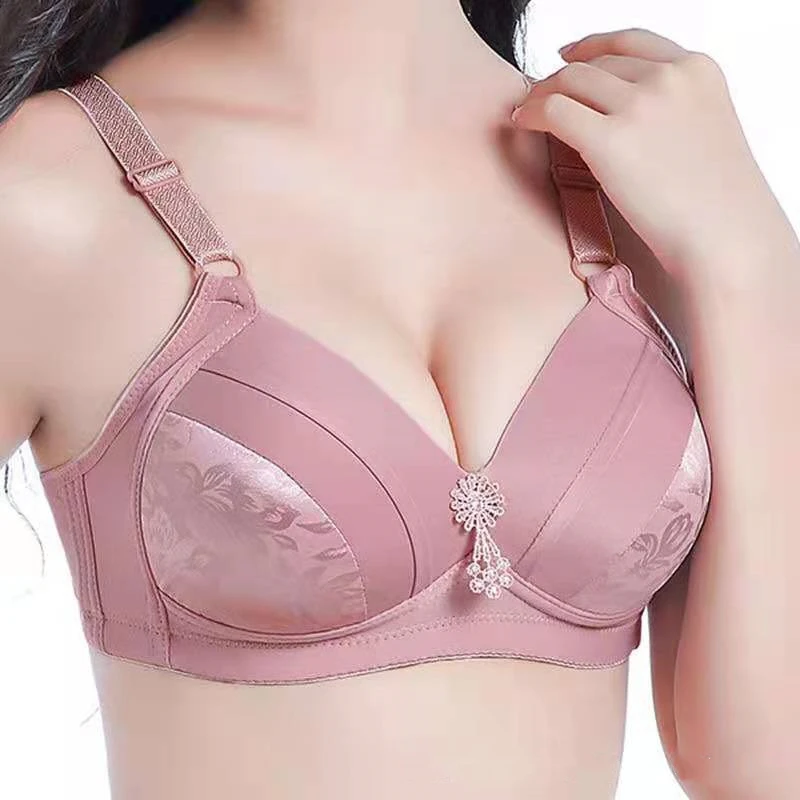 

Ladies Bras Deep V Silky Glossy Sexy Bra for Women Thin Padded Cup Push Up Mother Bras Wireless Female Underwear BC Cup bralette