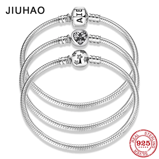New 925 Sterling Silver Bracelets Round Shape Snake Chain for Womens Accessories Fashion Jewelry Valentine's Mother's Day Gift 1