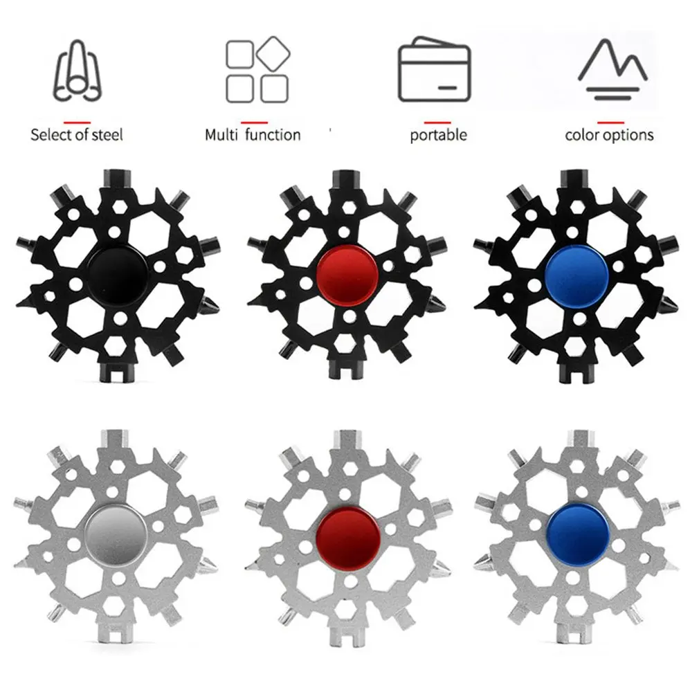 Wrench 23 in 1 Snowflake Multitool With Fidget Spinner Function Bottle