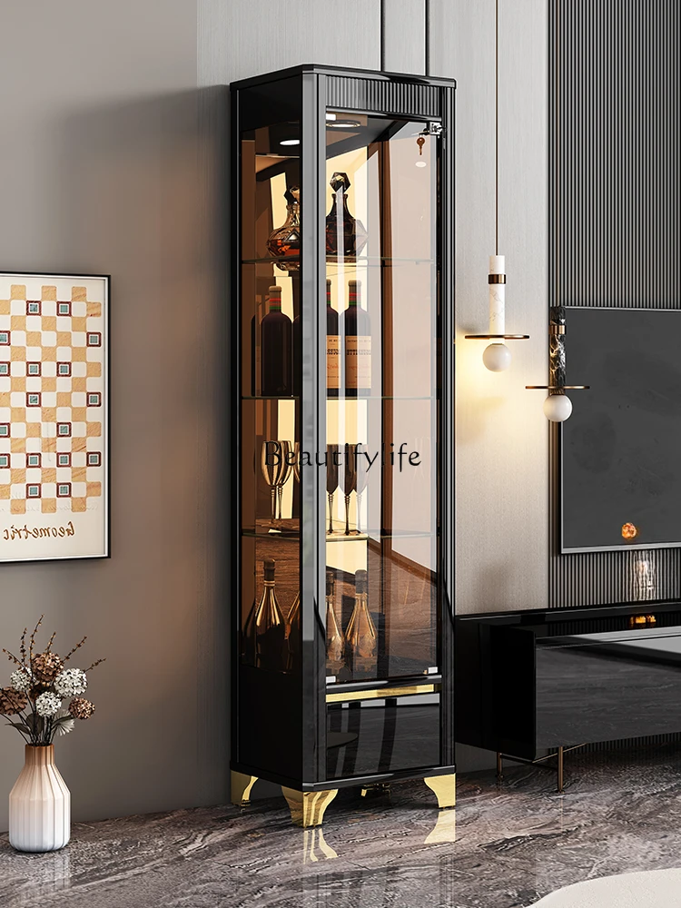 

Итальянский минималистичный Фотофон роскошный высококачественный маленький винный шкаф для гостиной стеклянная дверь боковой шкаф 2024 новая стена