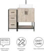 36" Bathroom Vanity Sink Combo Modern Metal Stand Cabinet W/Bottom Shelf & Storage Side Cabinet White Rectangle Vessel Sink 3
