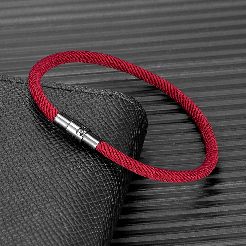 MKENDN Einfache Stil Männer Frauen Grade AAA Gewinde Seil Armband Schwarz Edelstahl Schnalle Handgemachte Paar Glück Schmuck Geschenke – Detail 3