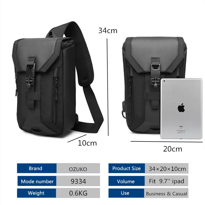 Waterproof Shoulder Bag for Men Multi Layer Messenger Bag