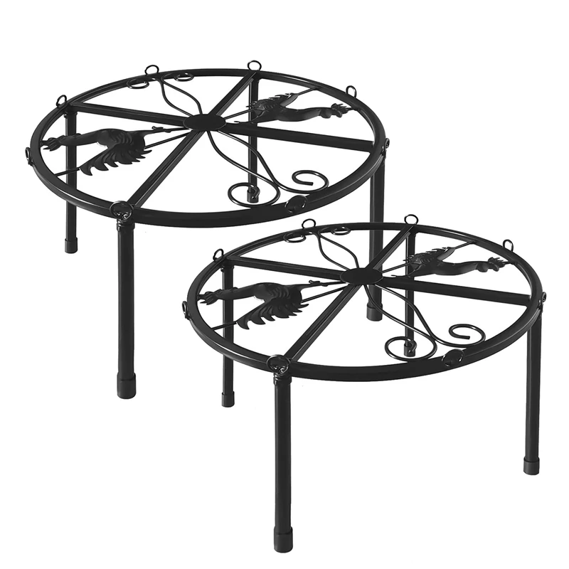 

2 PCS Metal Stand Round Supports Rack Iron Stand Holder For Chicken Feeder Waterer, With 4 Legs, For Buckets Barrels
