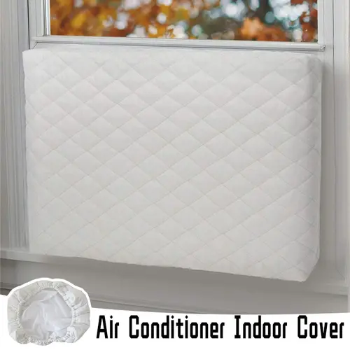 Winter Window Indoor Air Conditioner Cover White Inside Window Ac Unit Protection Cover with Elastic Straps Insulation Defender - Image 3