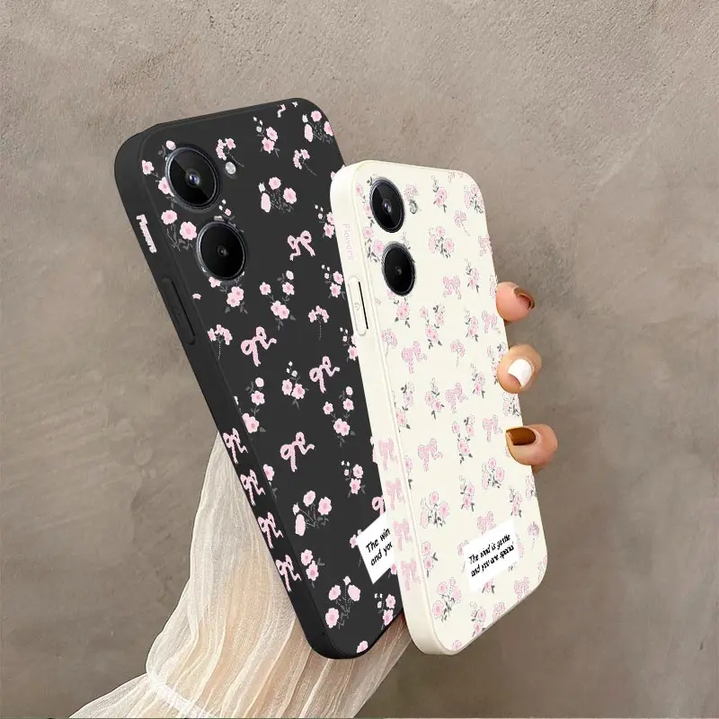 Elegant Pink Floral Silicone Phone Case Cover