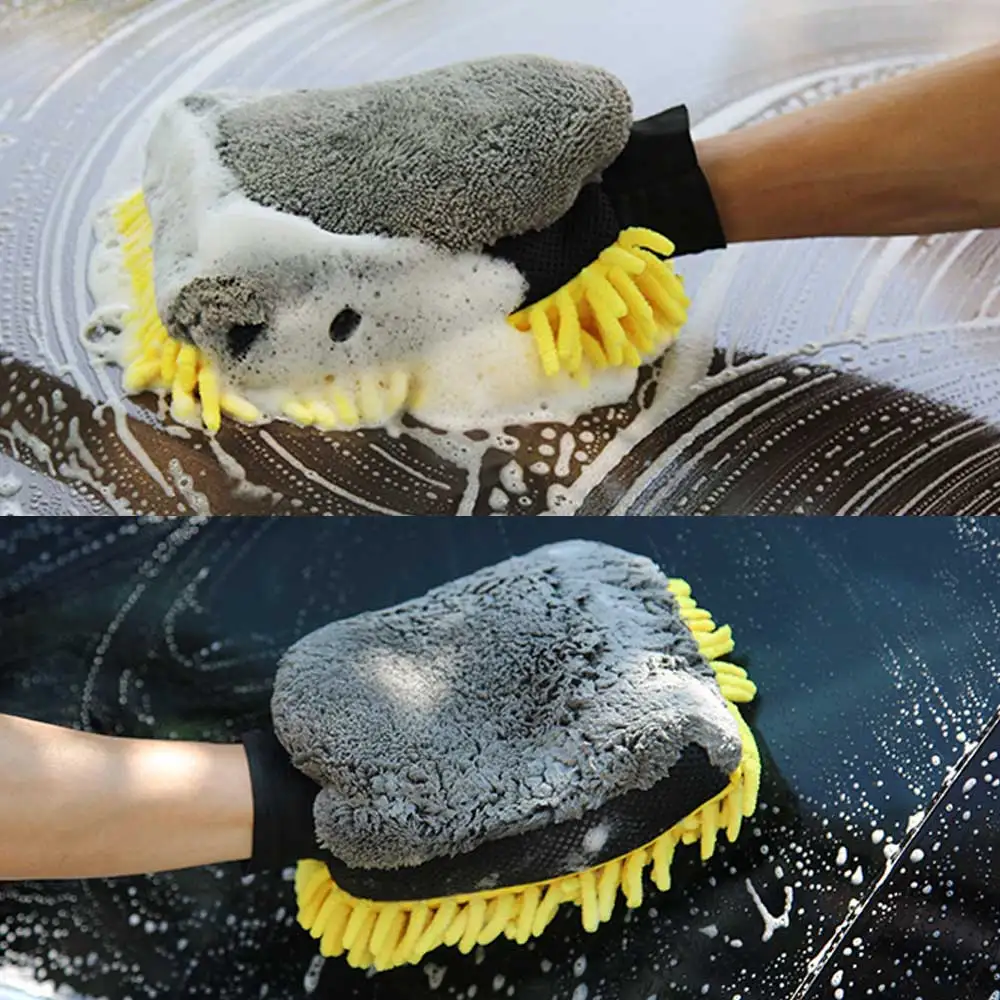 

Car Wash Glove Coral Mitt Soft Anti-scratch for Car Wash Multifunction Thick Cleaning Glove Car Wax Detailing Brush Color Random