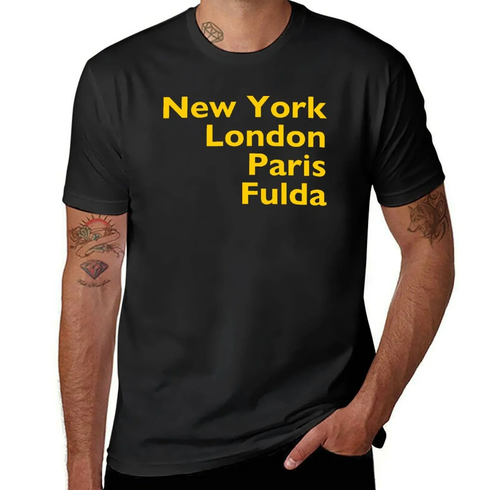 

New York London Paris Fulda T-Shirt summer tops plain mens funny t shirts