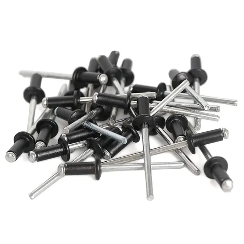 Aluminium Mushroon Head Break Mandrel Blind Rivets Nail Black Pop Rivets Flat Round Head Split Brivets 180pcs rivets and fasteners rivets and screws