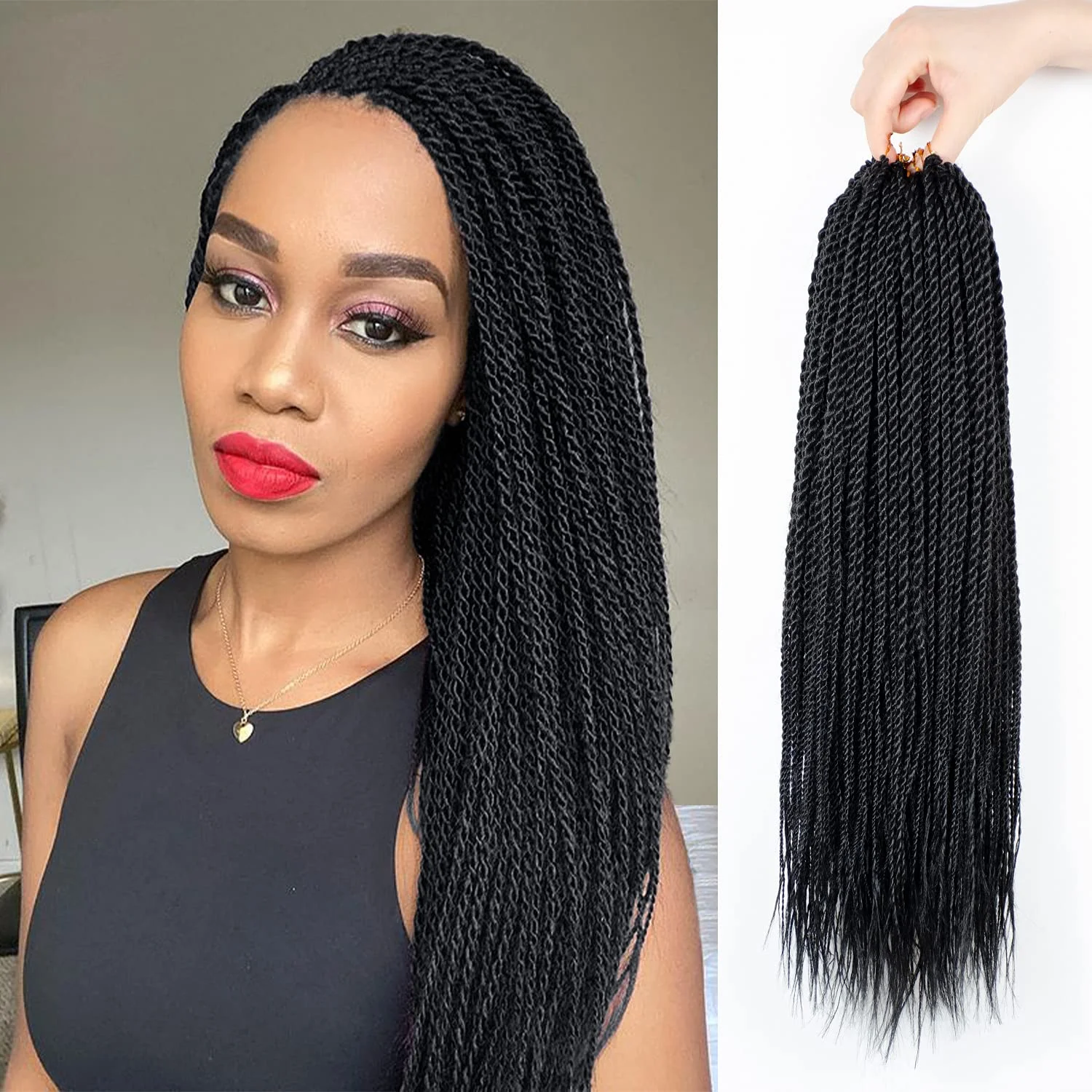 

14"/18" Synthetic Box Braid Crochet Hair Knotless Crochet Braids Hair Pre-looped Crochet Hair for Black Women (22 Strands/Pack)