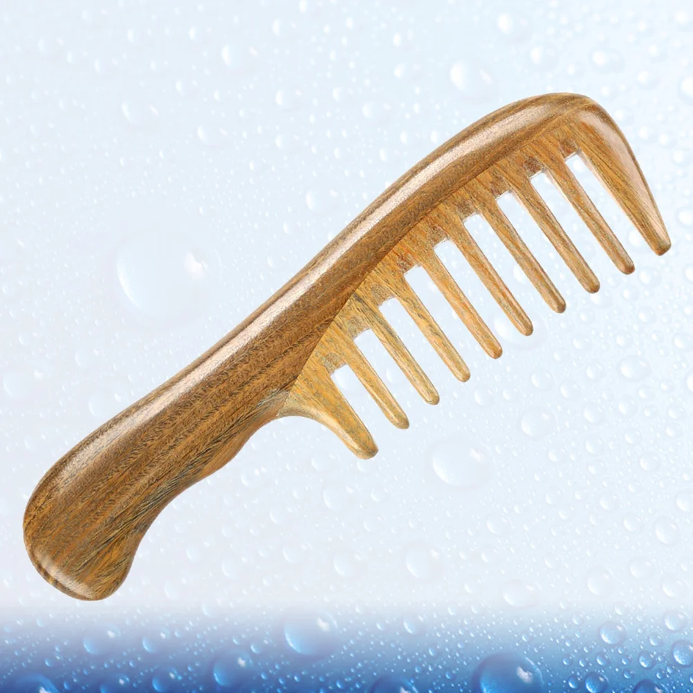 

1Pc Sandalwood Comb Wooden Wide Dense Tooth Comb Coarse Tooth Massage Comb Natural Massager Hair Comb (Khaki)